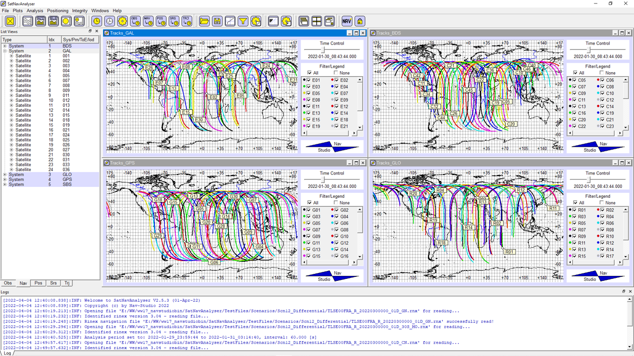 Beispiel Screenshot Satelliten Bodenspuren