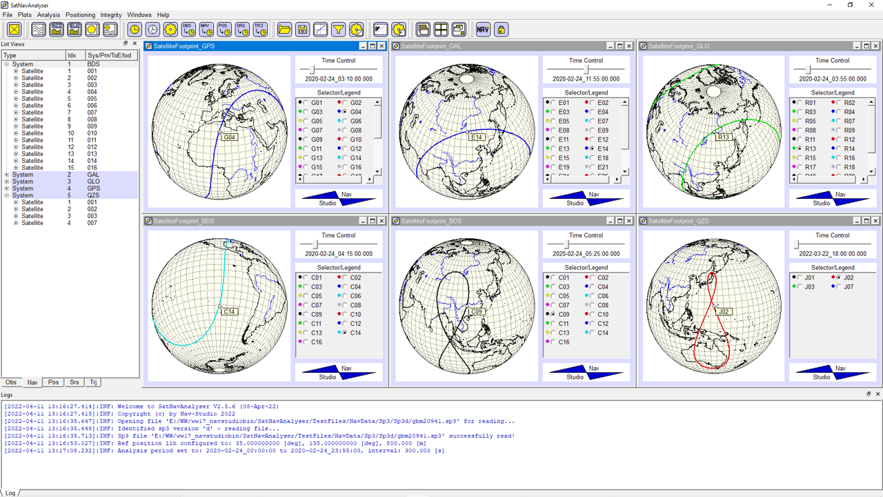 Beispiel Screenshot Satelliten Footprints