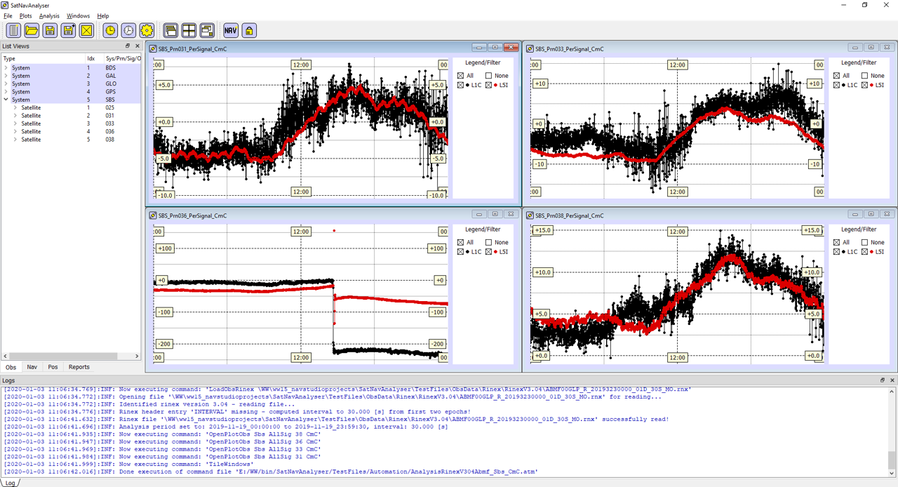 Beispiel Screenshot SBAS Code Minus Phase