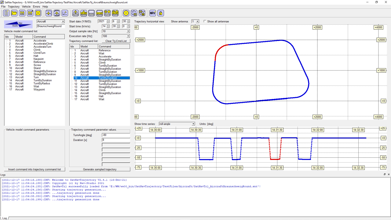 Beispiel Screenshot SatNavTrajectory