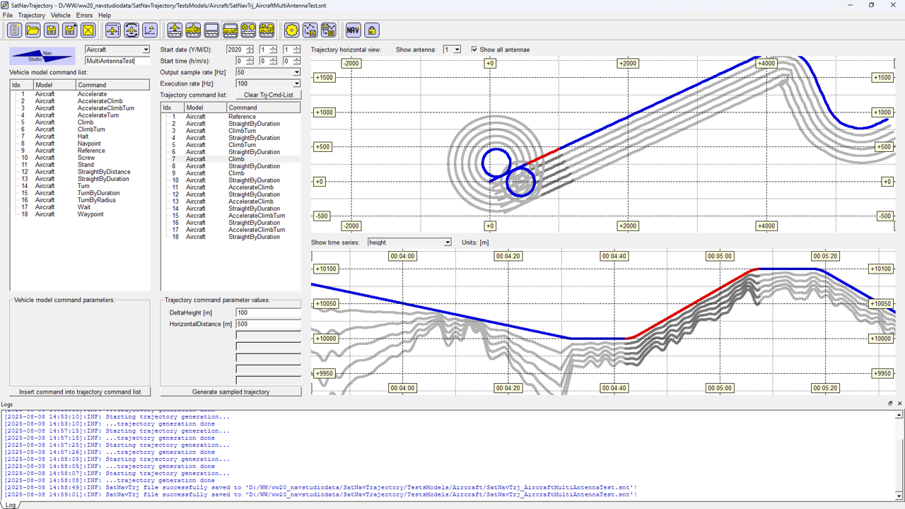 Beispiel Screenshot Flugzeug Multi-Antennen-Test